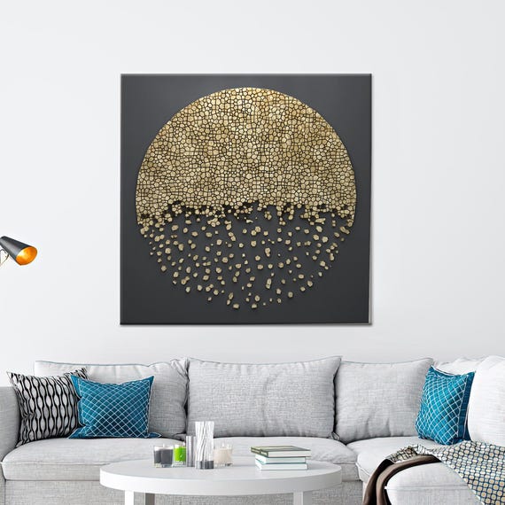 Abstract Gold Canvas Wall Art Modern Framed Decor