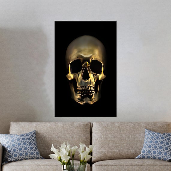 Gold Skull Canvas Art Bohemian Loft Wall Hanging