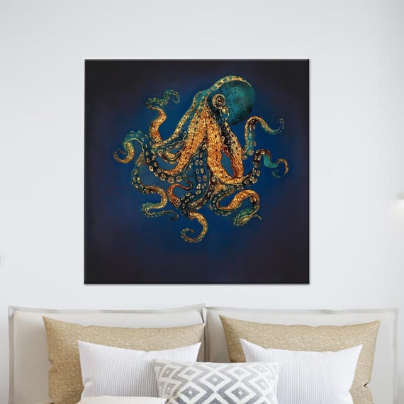 Gold Octopus Canvas Art Luxury Home Decor