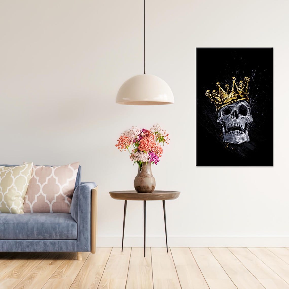 Skull King Canvas Art Black And Gold Wall Hanging