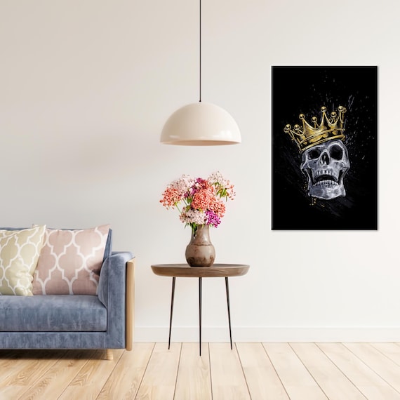 Skull King Canvas Art Black And Gold Wall Hanging