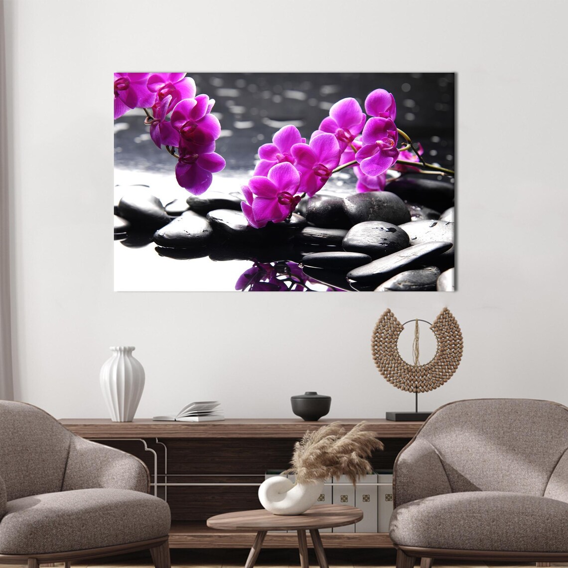 Orchid Art Print, Spa Stone Decor