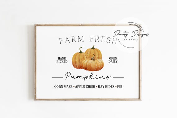 Farm Fresh Pumpkins Print Fall Sign Farmhouse Fall Art Fall Artwork Pumpkins Wall Art Rustic Country Fall Print