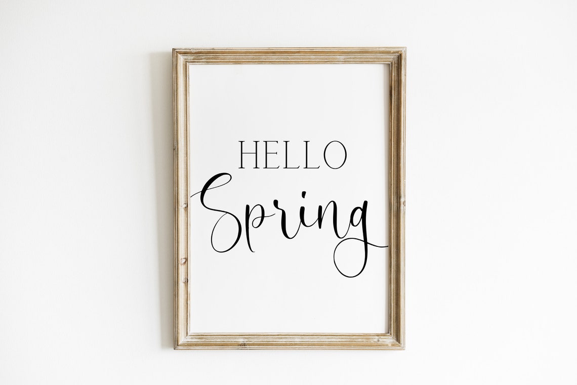 Hello Spring Elegant Script Typography Minimalist Wall Decor Print - Image 2