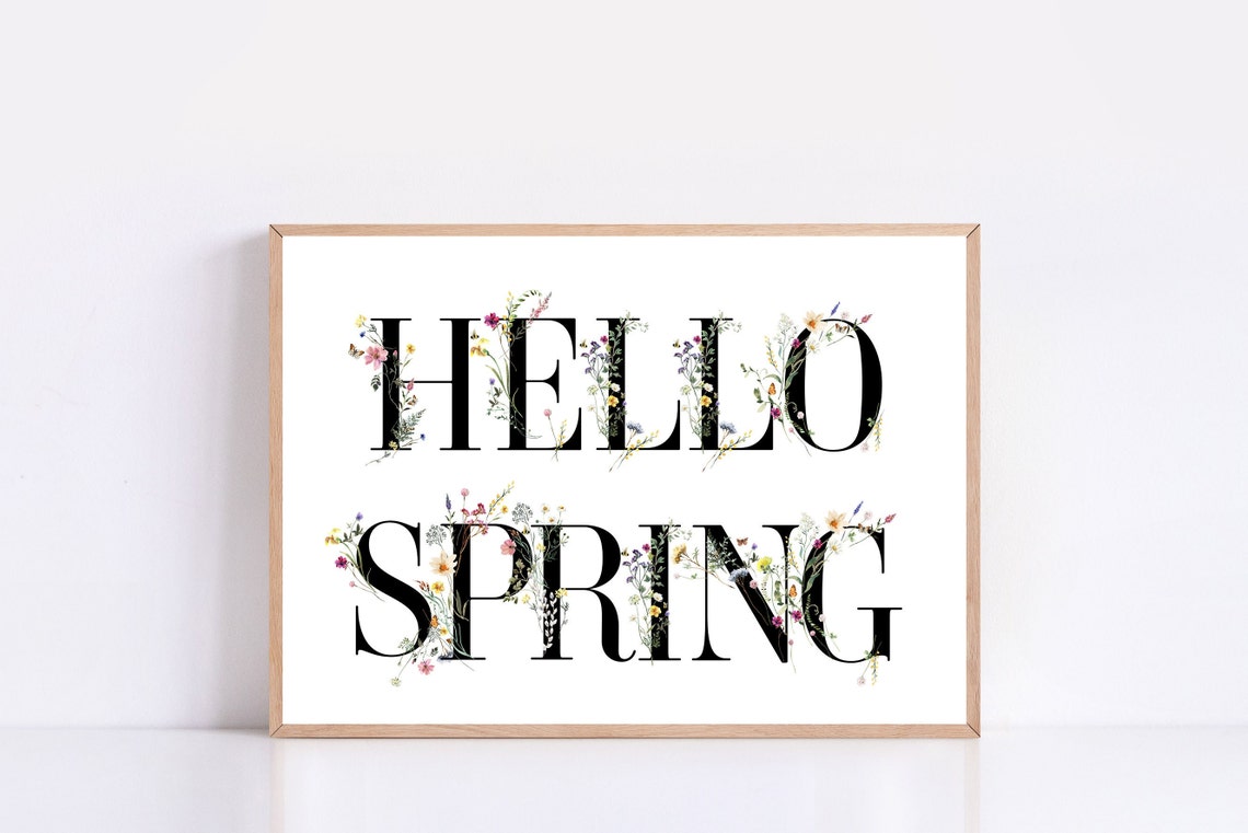 Hello Spring Wildflower Botanical Letters Farmhouse Wall Decor Print - Image 4