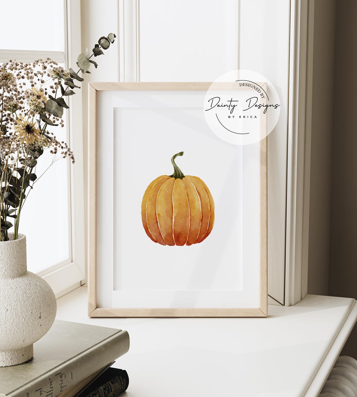 Orange Watercolor Pumpkin Autumn Fall Harvest Kitchen Art Poster - Image 3