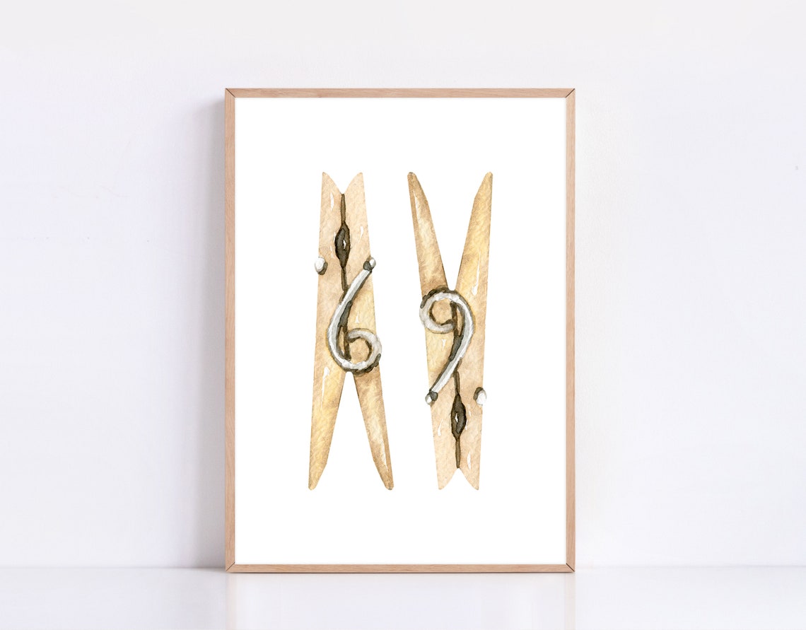 Watercolor Clothespins Laundry Room Farmhouse Decor Art Poster - Image 4