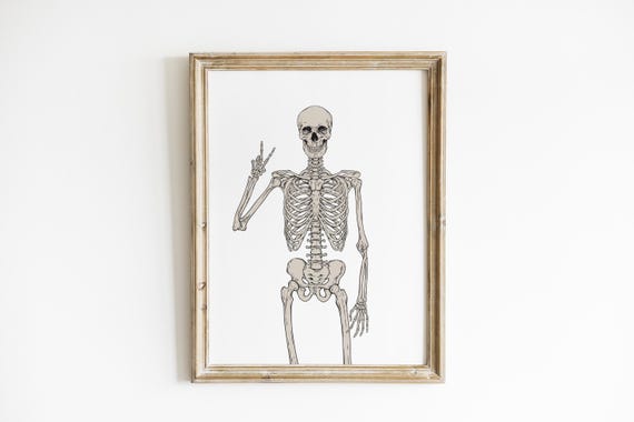 Neutral Halloween Decor Funny Halloween Decor Skeleton Art Trendy Halloween Prints Seasonal Wall Art Halloween Party Decor