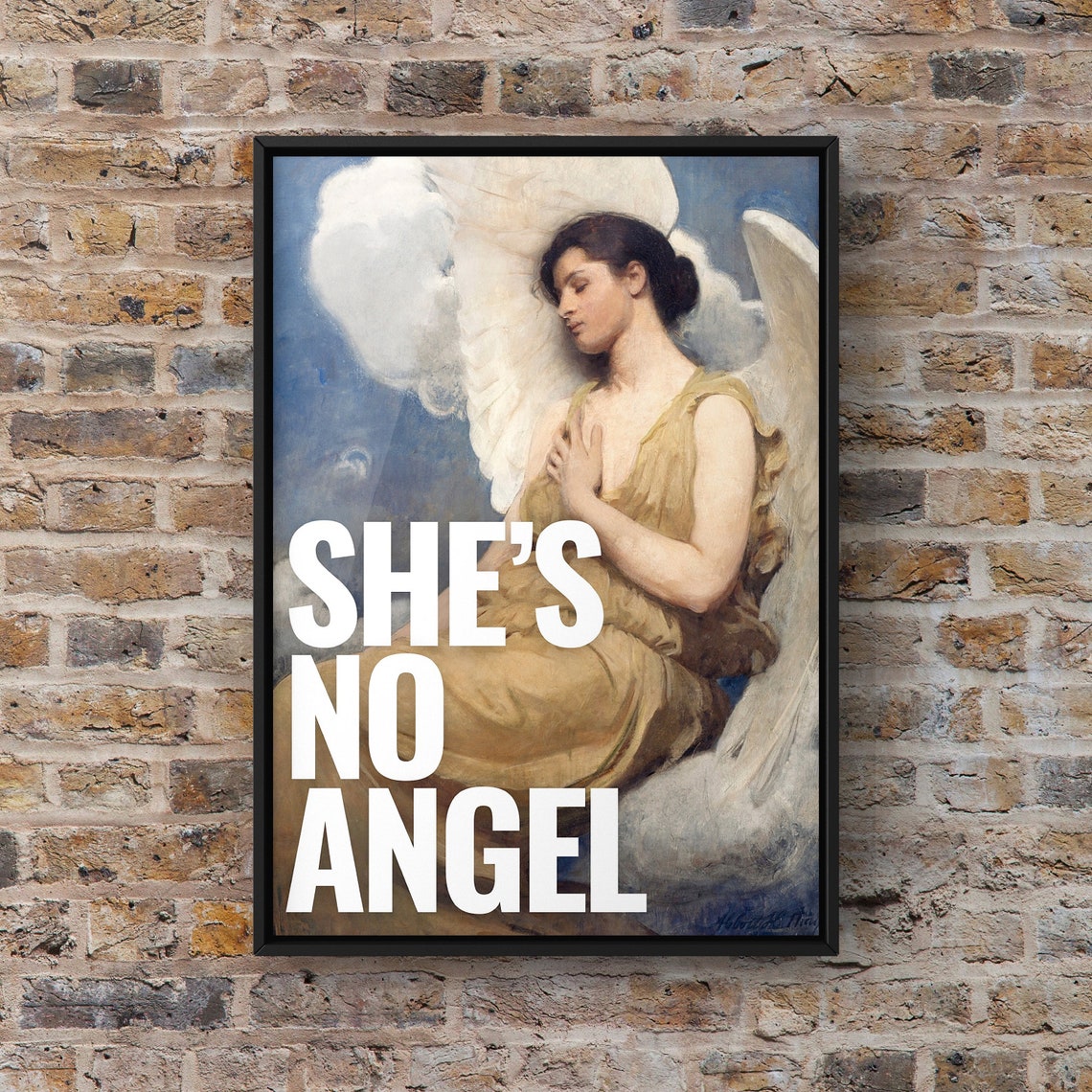 Shes No Angel Text Over Classical Angel Painting Altered Art Print