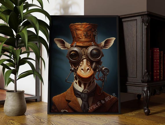 Steampunk Giraffe Altered Portrait Art Print