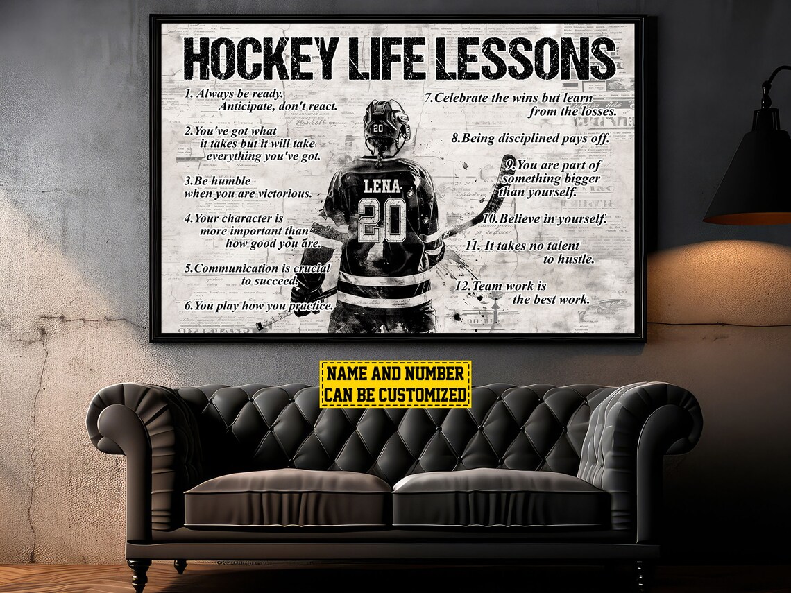 Hockey Life Lessons Personalized Girl Art Print - Image 4