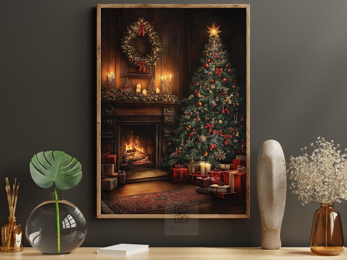 Cozy Christmas Fireplace and Tree Poster, Holiday Decor - Image 6