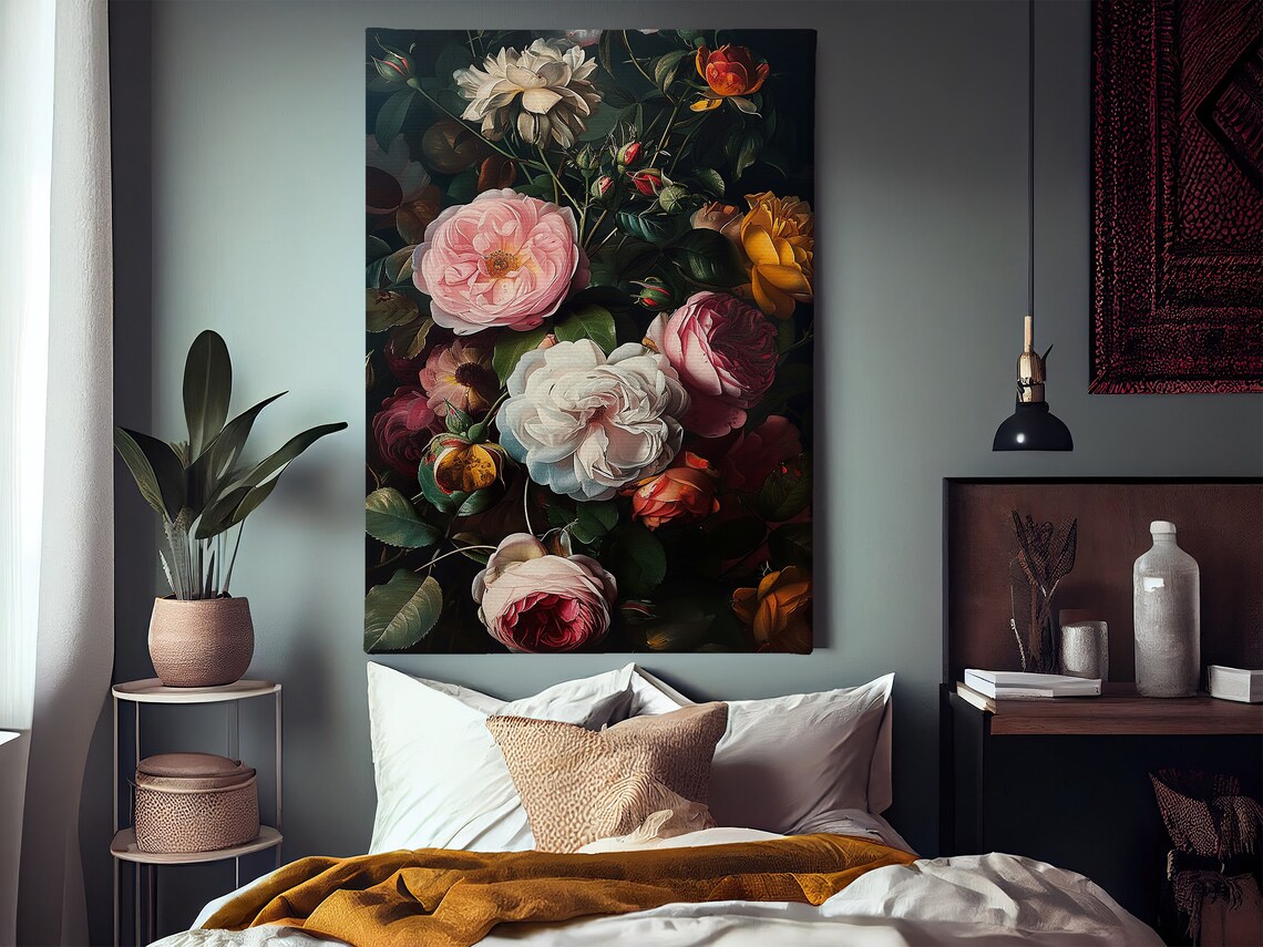 Dark Flowers Still Life, Dark Academia Art Print - Image 2