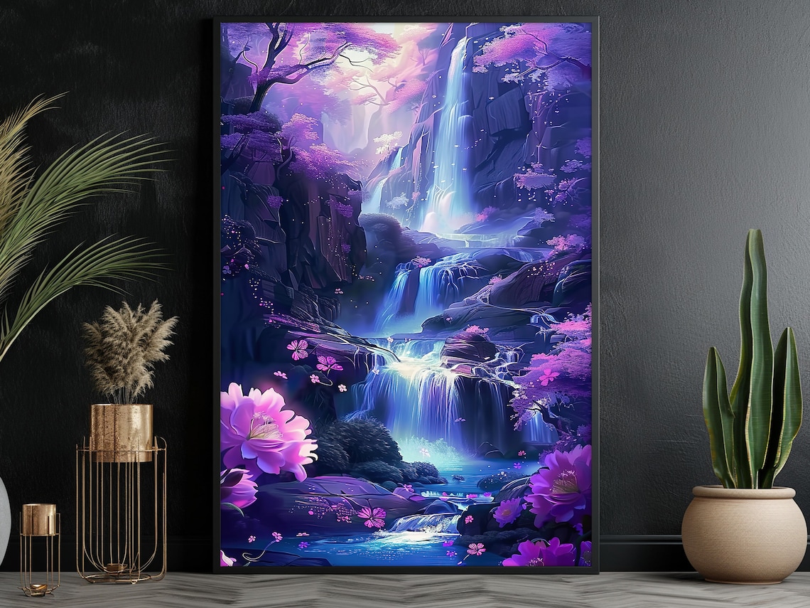 Surreal Waterfall Oil Painting Landscape Art Print