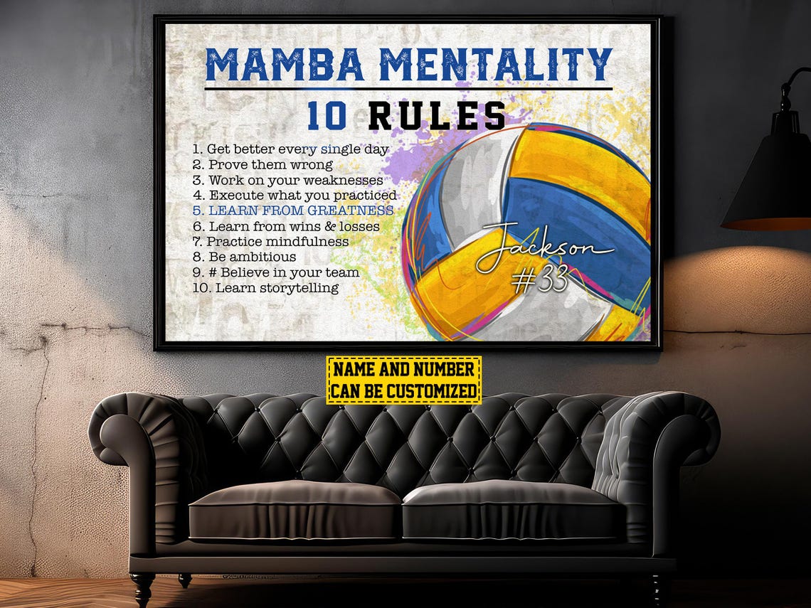 Mamba Mentality 10 Rules Volleyball Motivational Custom Poster Print - Image 6