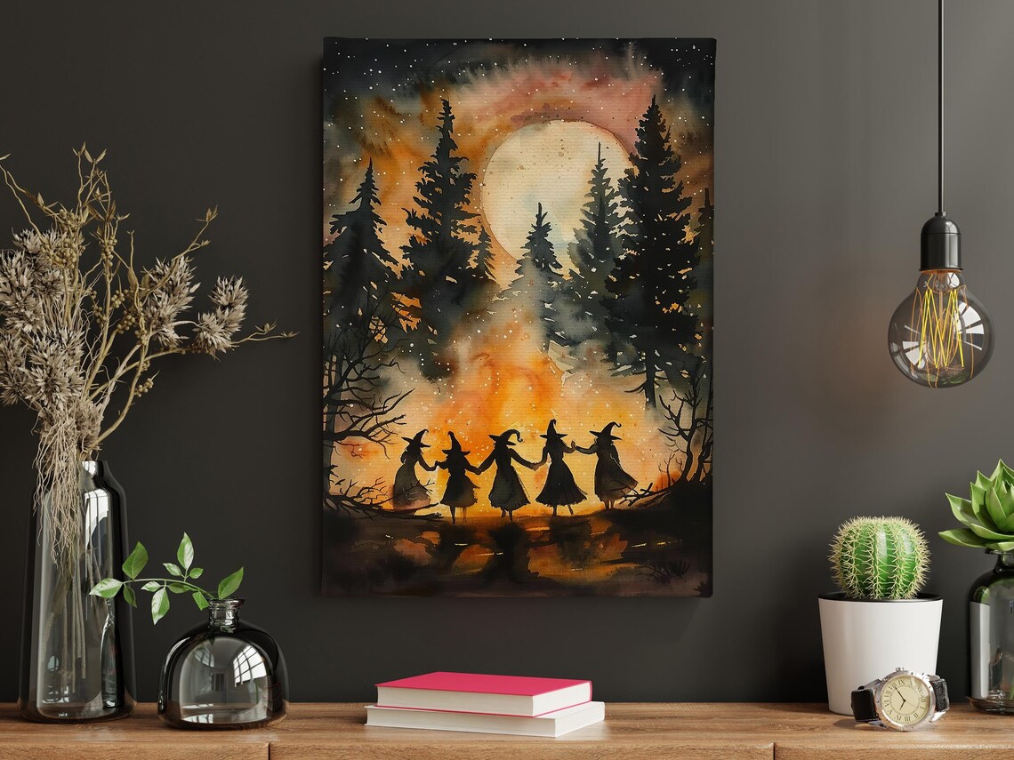 Haunted Witch Dancing Under Moon, Halloween Poster - Image 4