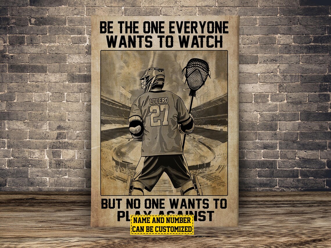 Personalized Lacrosse Boy Be The One Quote Custom Name Number Sports Poster - Image 2
