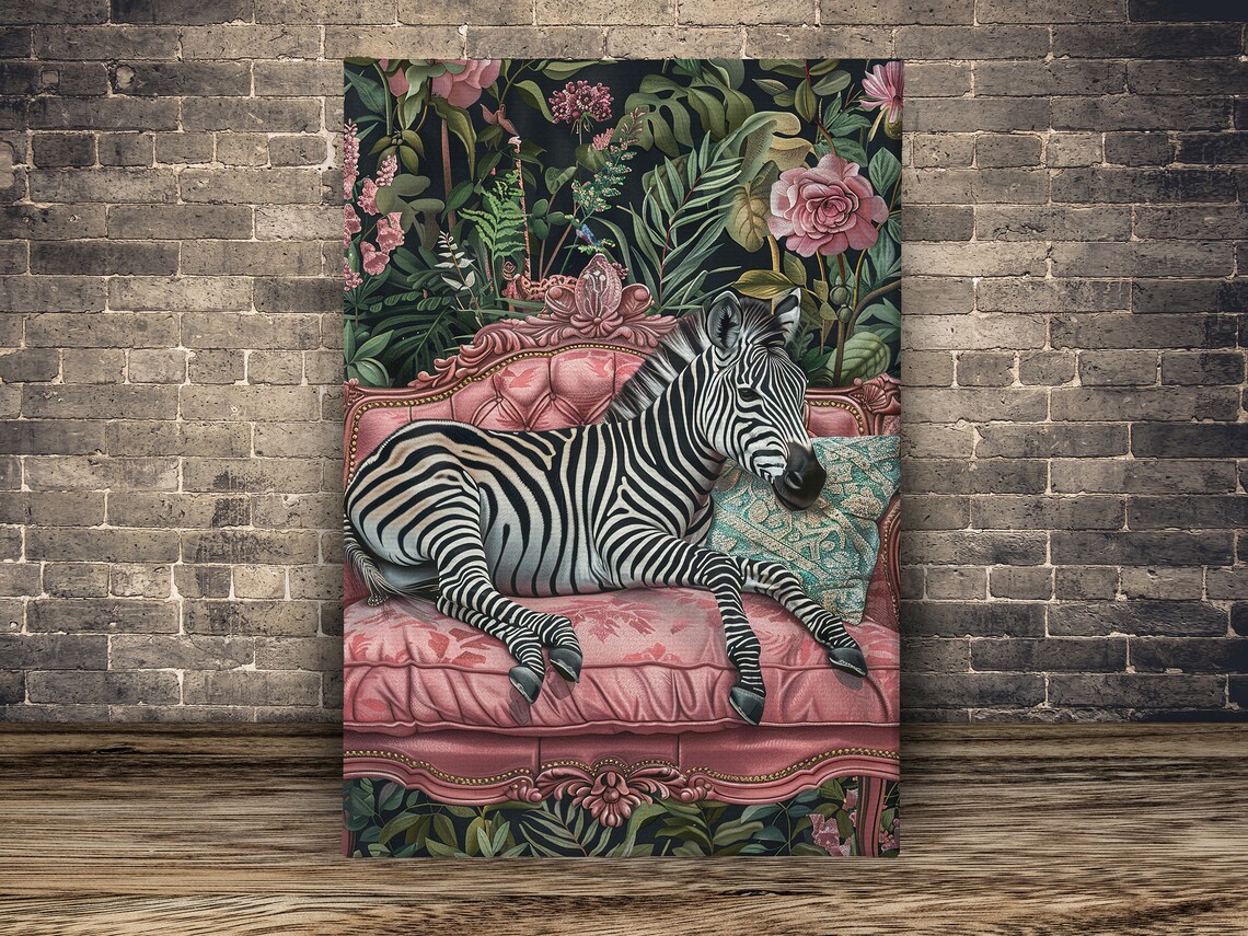 Matisse-Inspired Zebra on Sofa Art Print, Animal Decor - Image 2