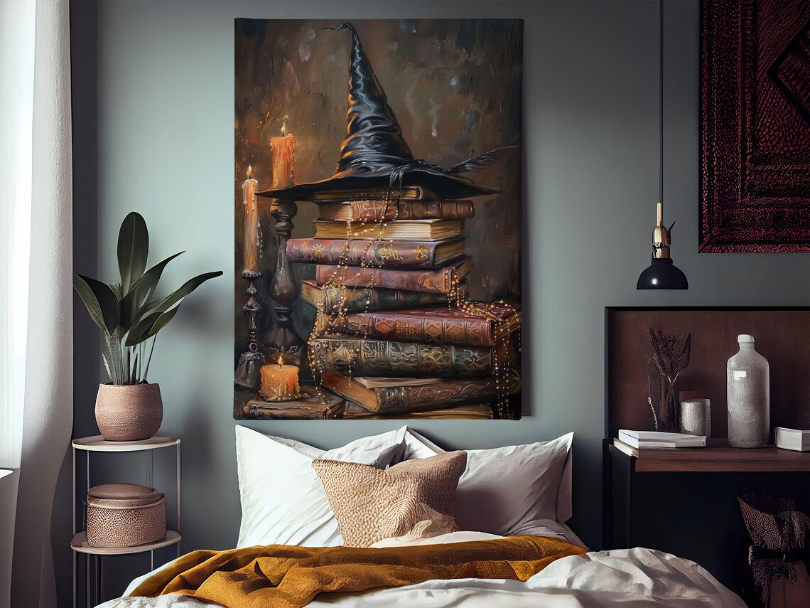 Cottage Witchy Hat and Magic Books Halloween Poster - Image 4