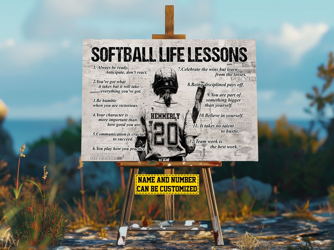 Softball Life Lessons Personalized Poster Print - Image 4