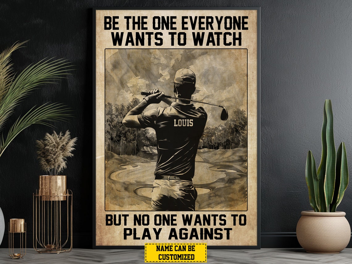 Golf Motivation Personalized Vintage Golfer Swing Quote Poster - Image 5