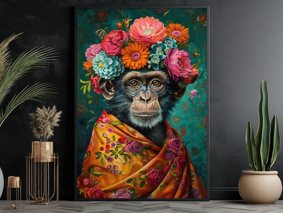 Vintage Maximalist Monkey Lady Poster Print