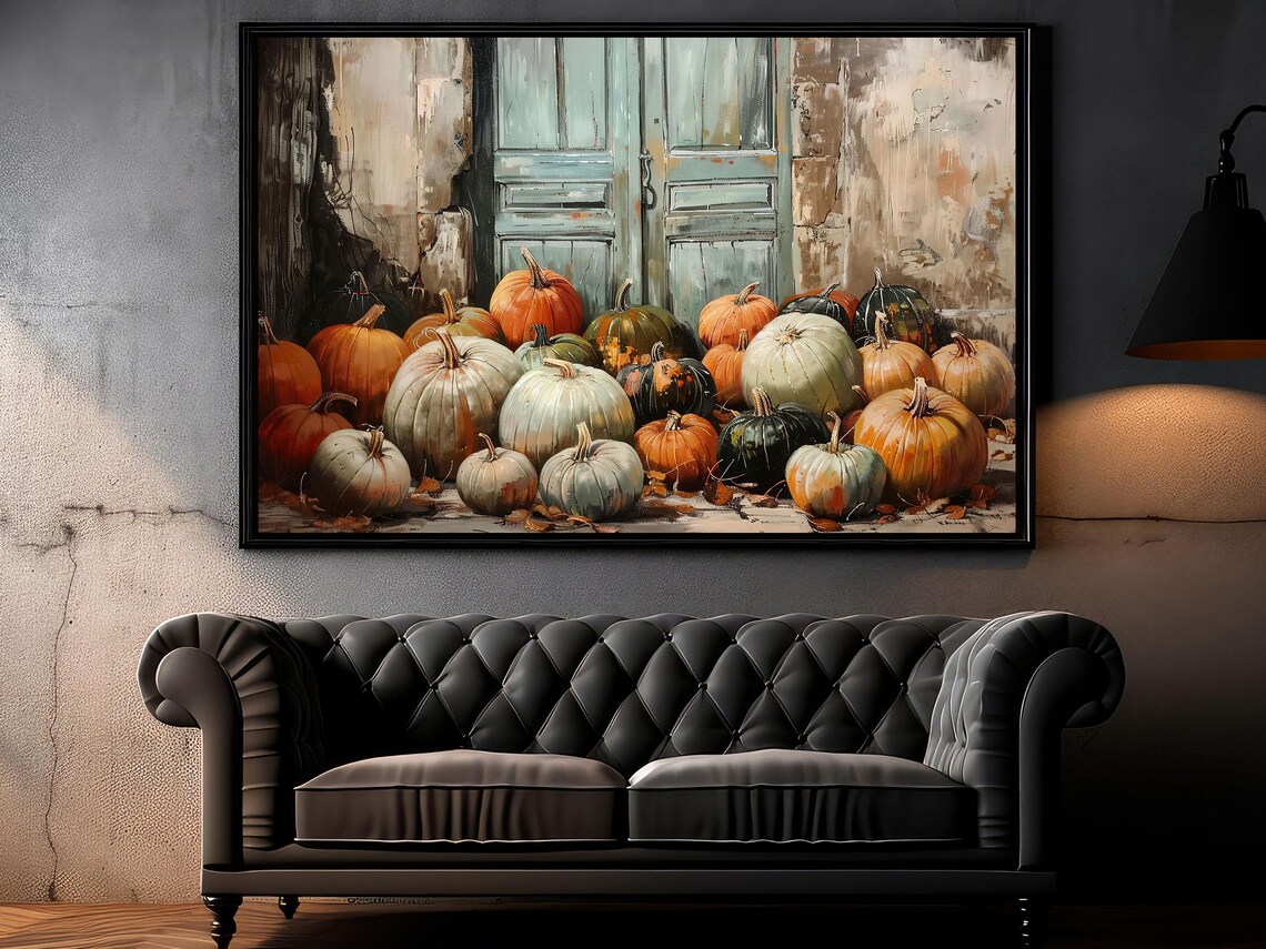 Vintage Harvest Pumpkins Pile Rustic Fall Farmhouse Wall Art Print - Image 6