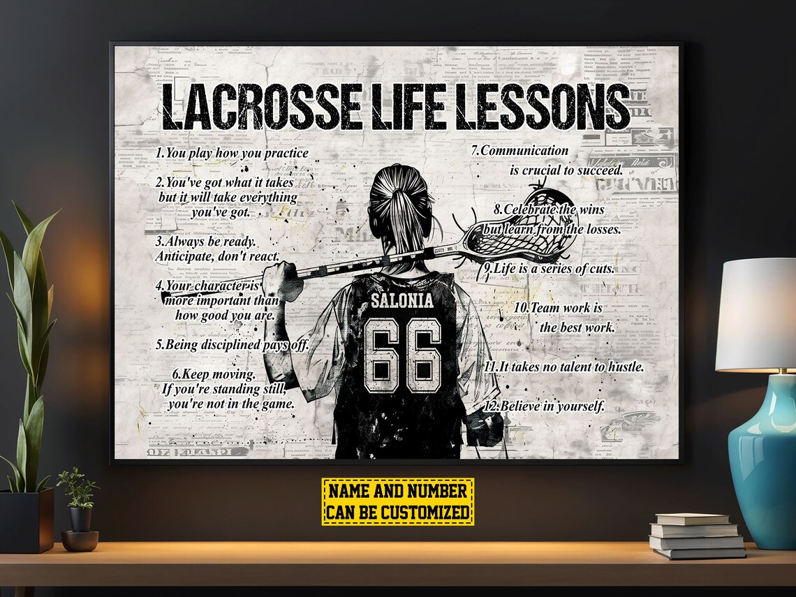 Personalized Lacrosse Life Lessons Girl Art Print