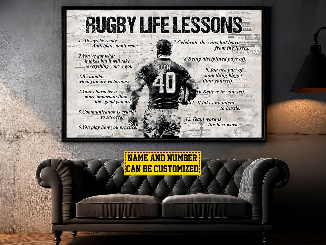 Personalized Rugby Life Lessons Poster Print For Boys - Image 3