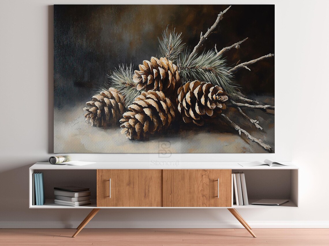 Cottage Pinecone Vintage Christmas Art Print Decor - Image 3