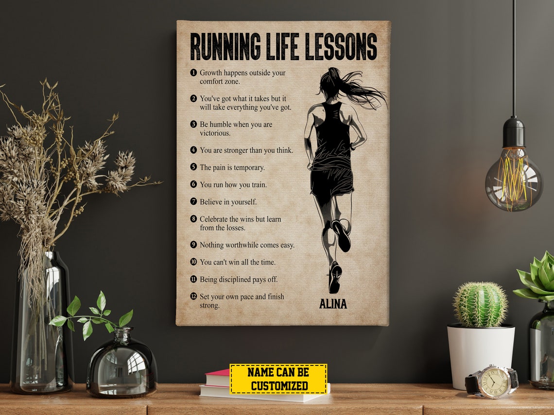 Running Life Lessons Personalized Print Running Poster Print Running Gift For Girl Daughter - Image 4