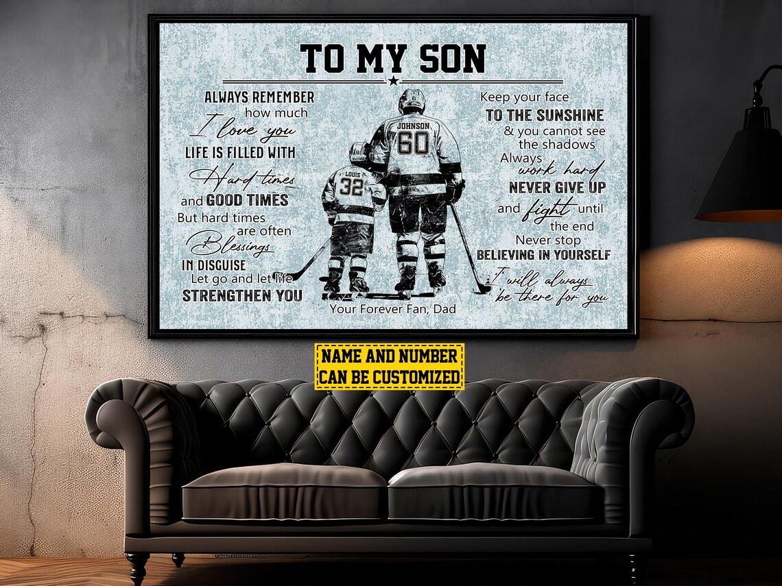 Hockey For My Son Personalized Team Sports Poster Print - Image 6