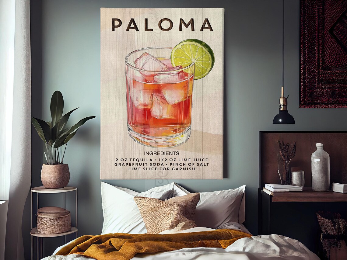 Paloma Cocktail Poster Print, Bar Wall Art - Image 3