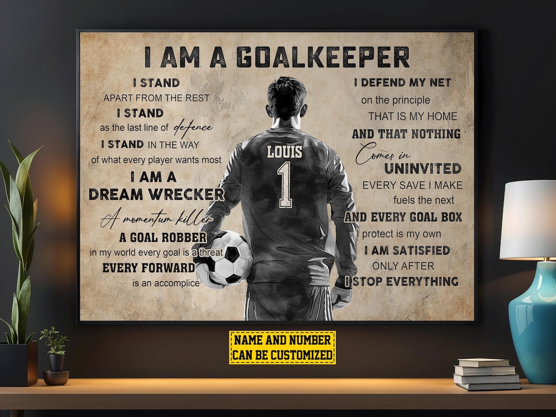 Soccer Goalkeeper Personalized Art Print, Gift for Him