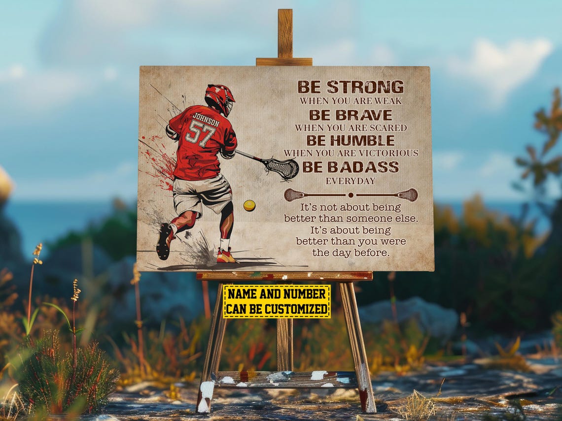 Vintage Lacrosse Player Personalized Print Lacrosse Poster Lacrosse Print Lacrosse Gift For Boy Man - Image 2