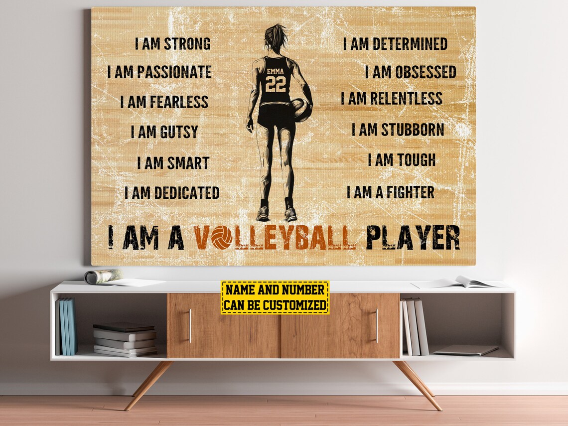 Volleyball Affirmations Personalized Poster Custom Name Number Wooden Wall Art - Image 5
