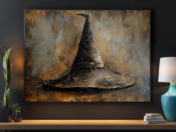 Vintage Witchy Hat Halloween Decor Poster Print