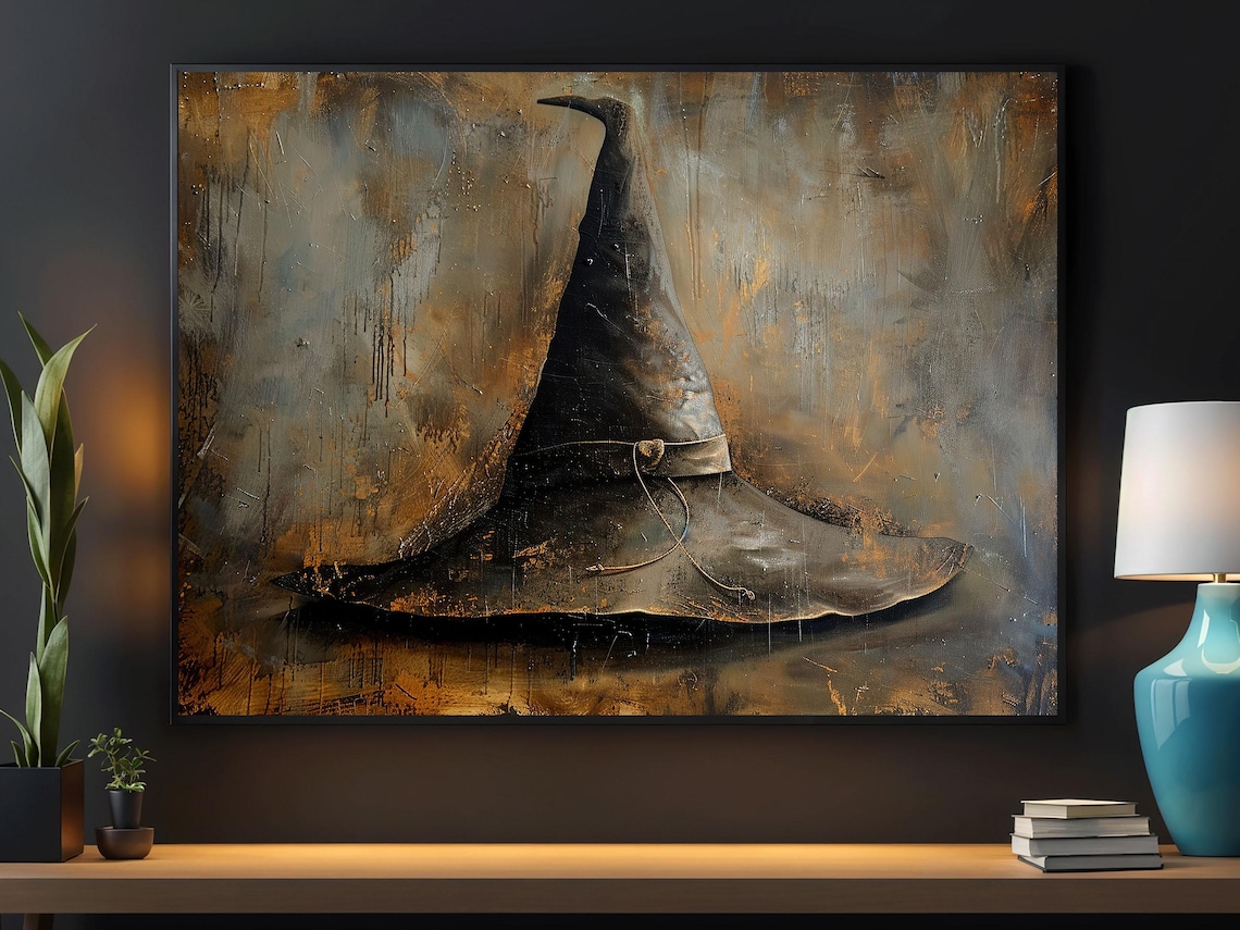 Vintage Witchy Hat Halloween Decor Poster Print