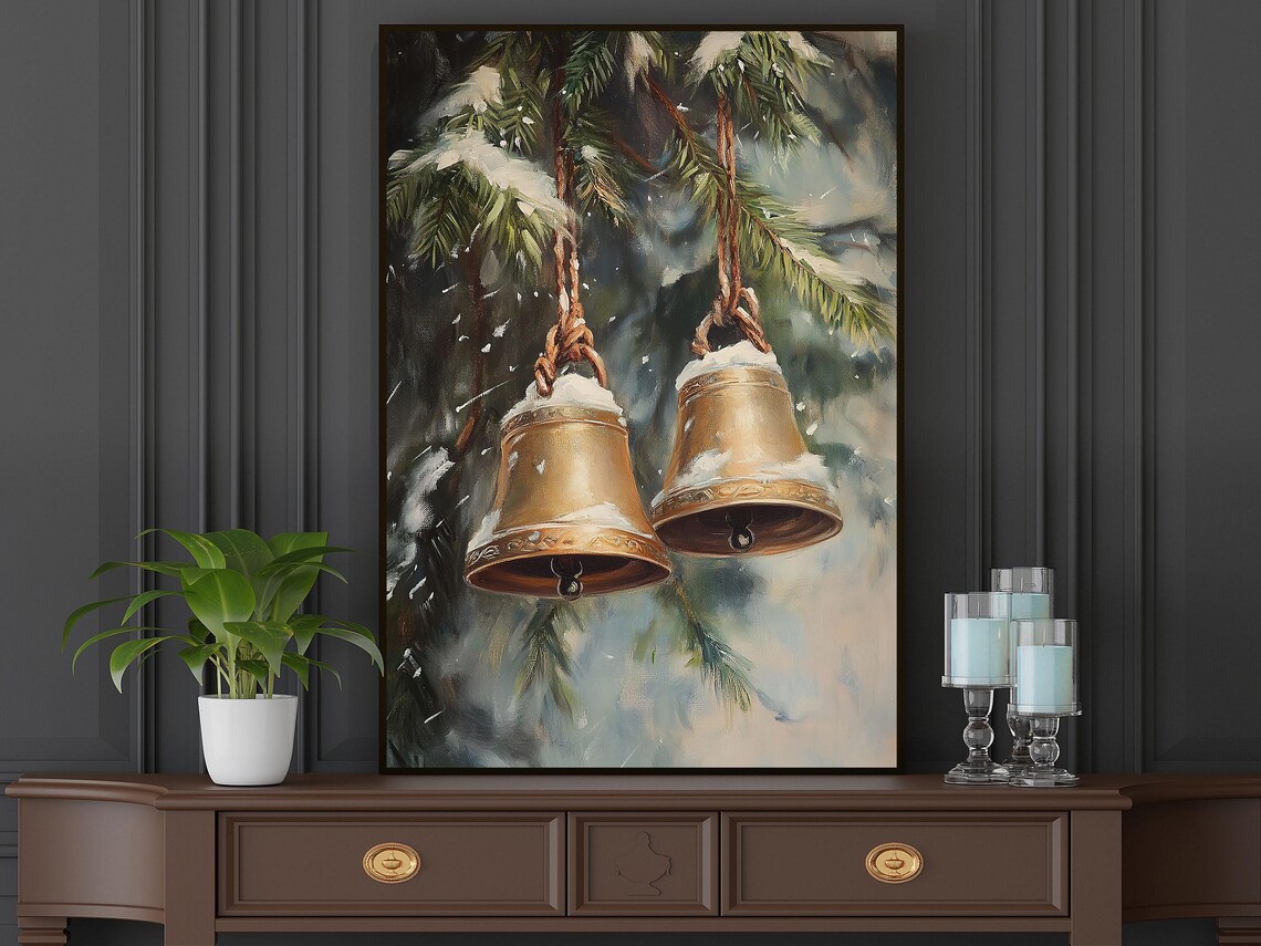 Vintage Jingle Bells Art Print, Christmas Holiday Decor - Image 4