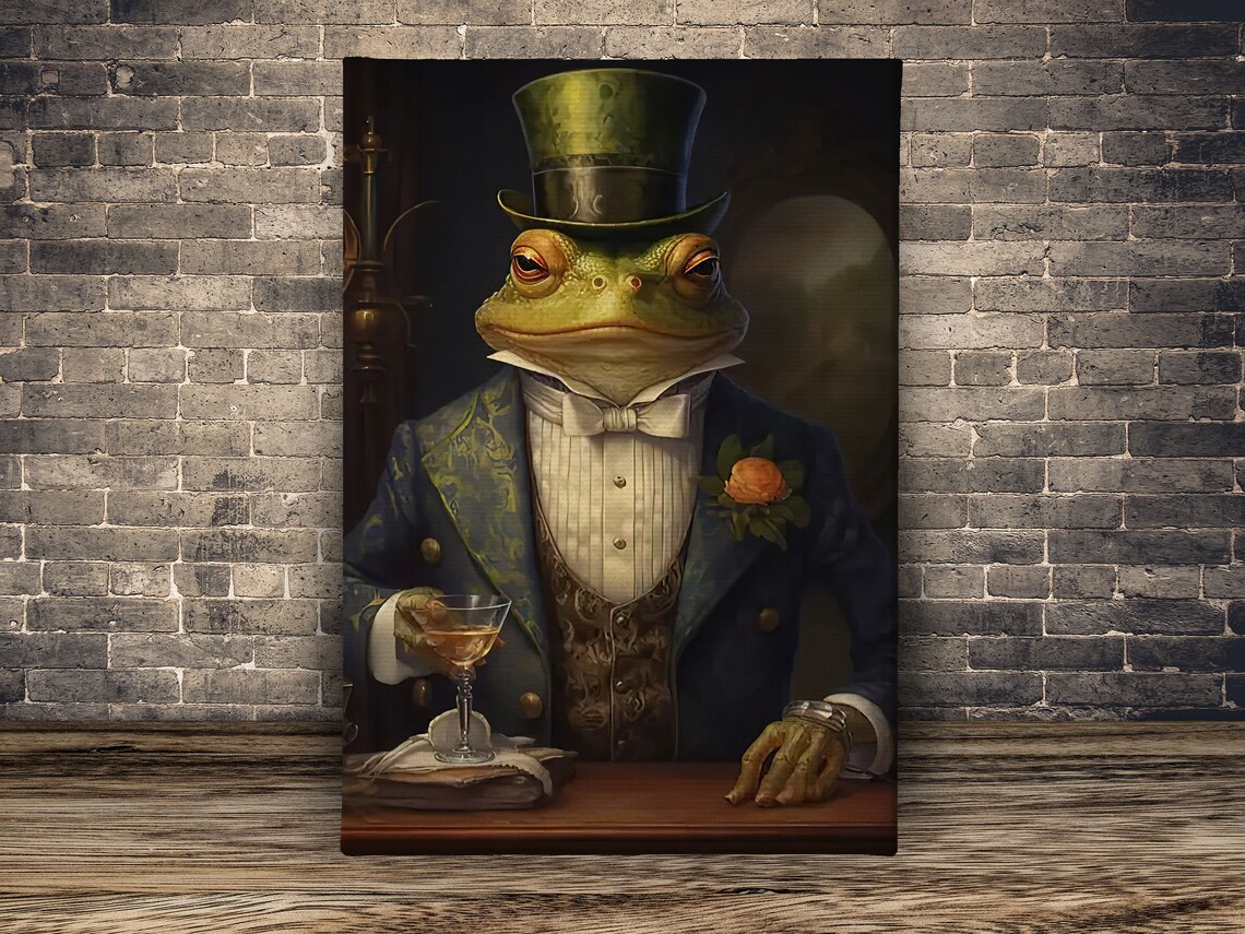 Gentleman Frog Top Hat Tuxedo Cocktail Renaissance Funny Animal Poster - Image 2
