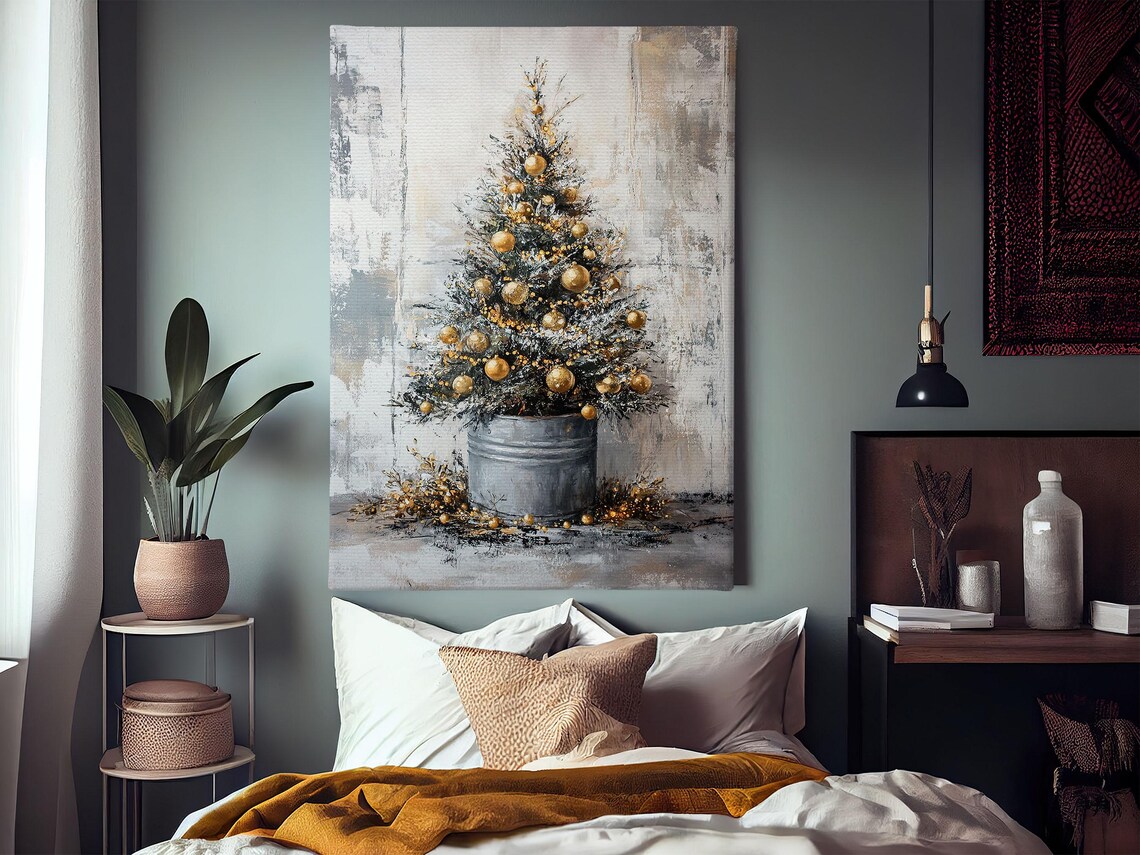 Vintage Christmas Tree Art Print, Cottage Winter Decor - Image 4
