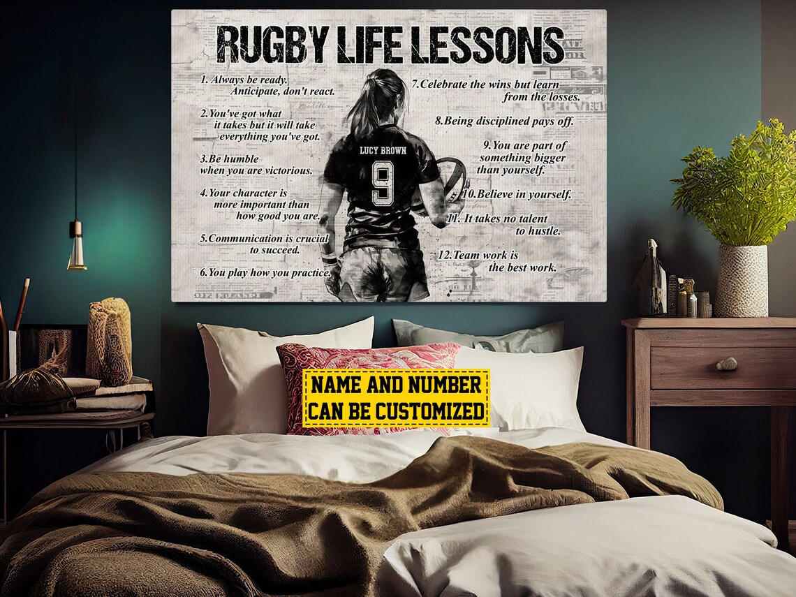 Personalized Rugby Life Lessons Art Print for Women - Image 4