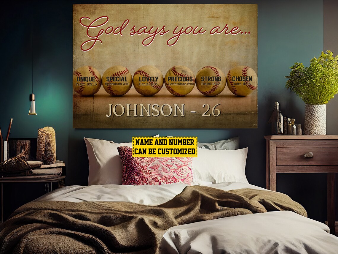 God Says You Are Baseball Scripture Personalized Poster Custom Name Wall Art - Image 5