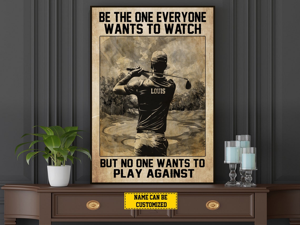 Golf Motivation Personalized Vintage Golfer Swing Quote Poster - Image 4