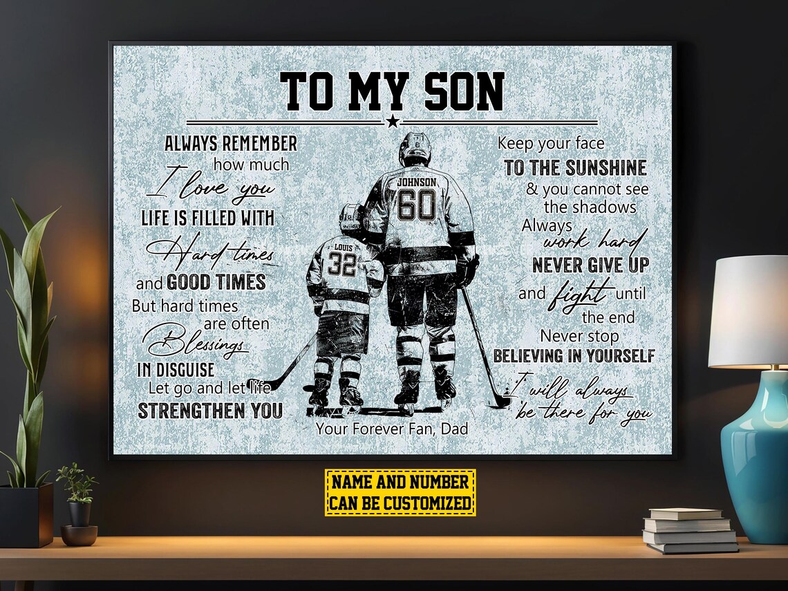 Hockey For My Son Personalized Team Sports Poster Print