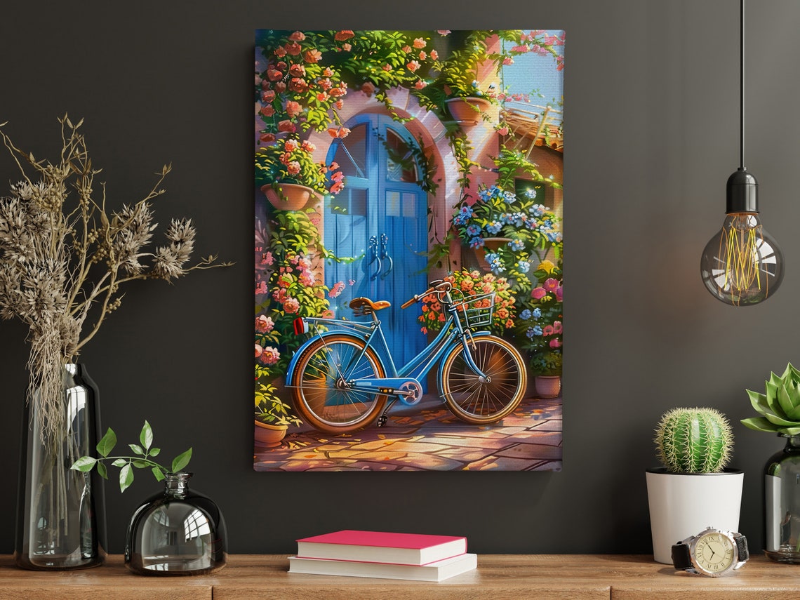 Vintage Countryside House Door Oil Painting Dreamy House Art Print Flowers Print Flowers Wall Art - Image 3