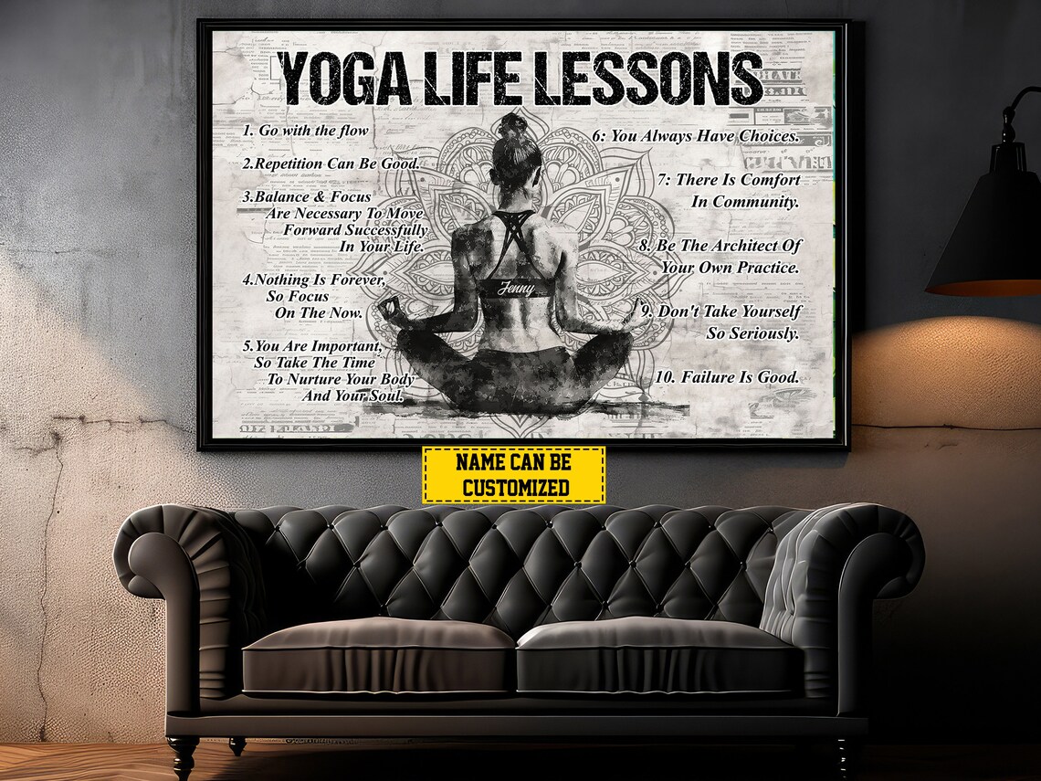 Yoga Life Lessons Personalized Poster Custom Name Meditation Wall Art Print - Image 4