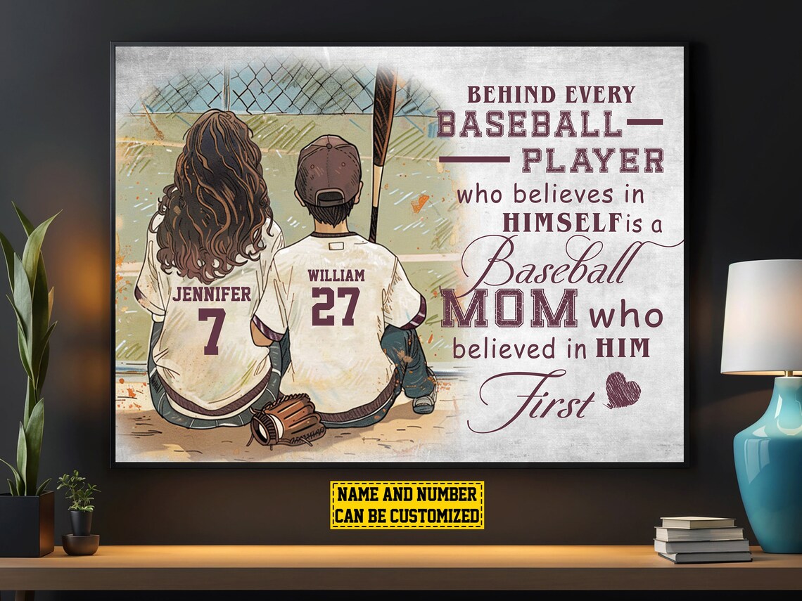 Personalized Baseball Poster Print for Mom and Son