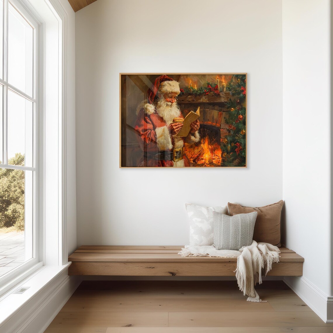 Santa Claus Reading a Letter by the Fireside Christmas Poster - Image 3