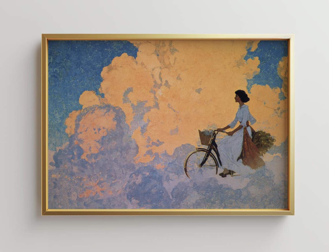 Surreal Woman In Clouds Art Print, Whimsical Decor